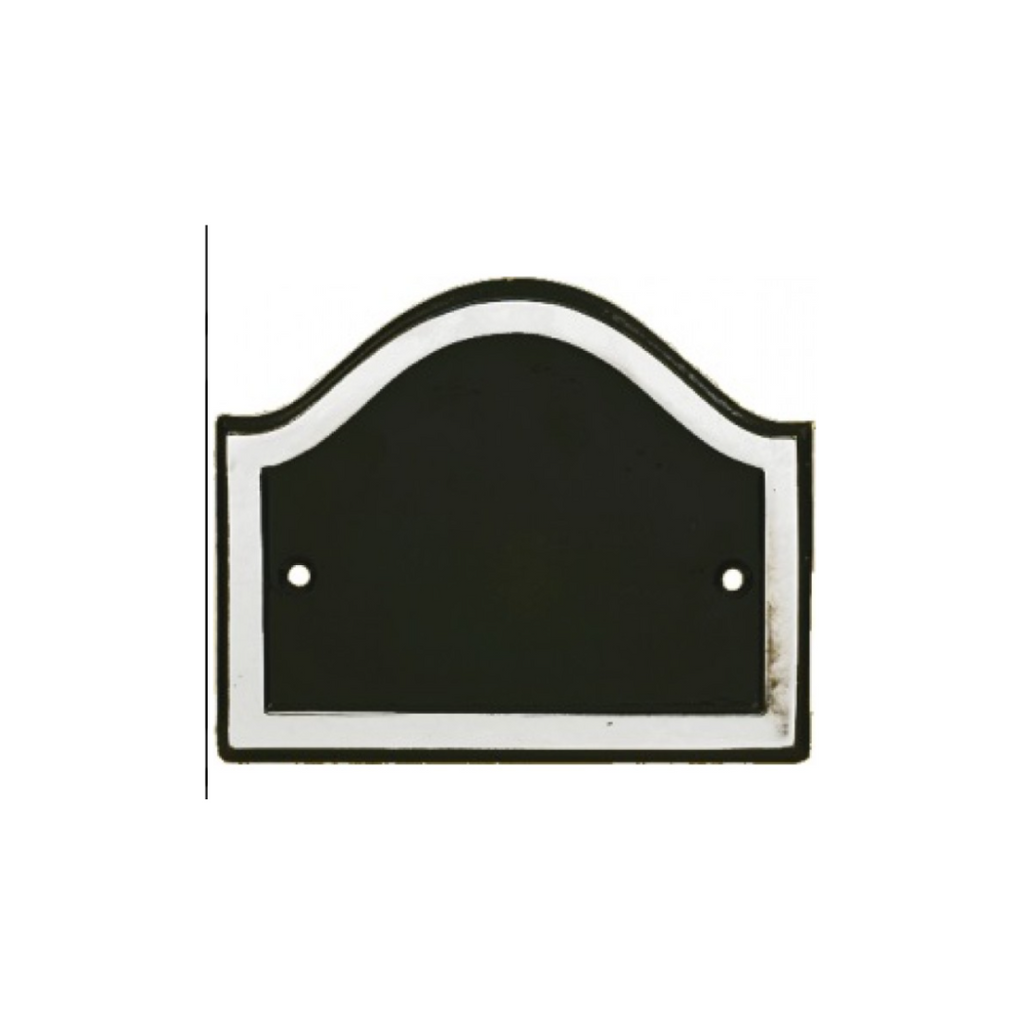 Black Country Metal Works Blank Arched House Number Plaque - Black Iron & White