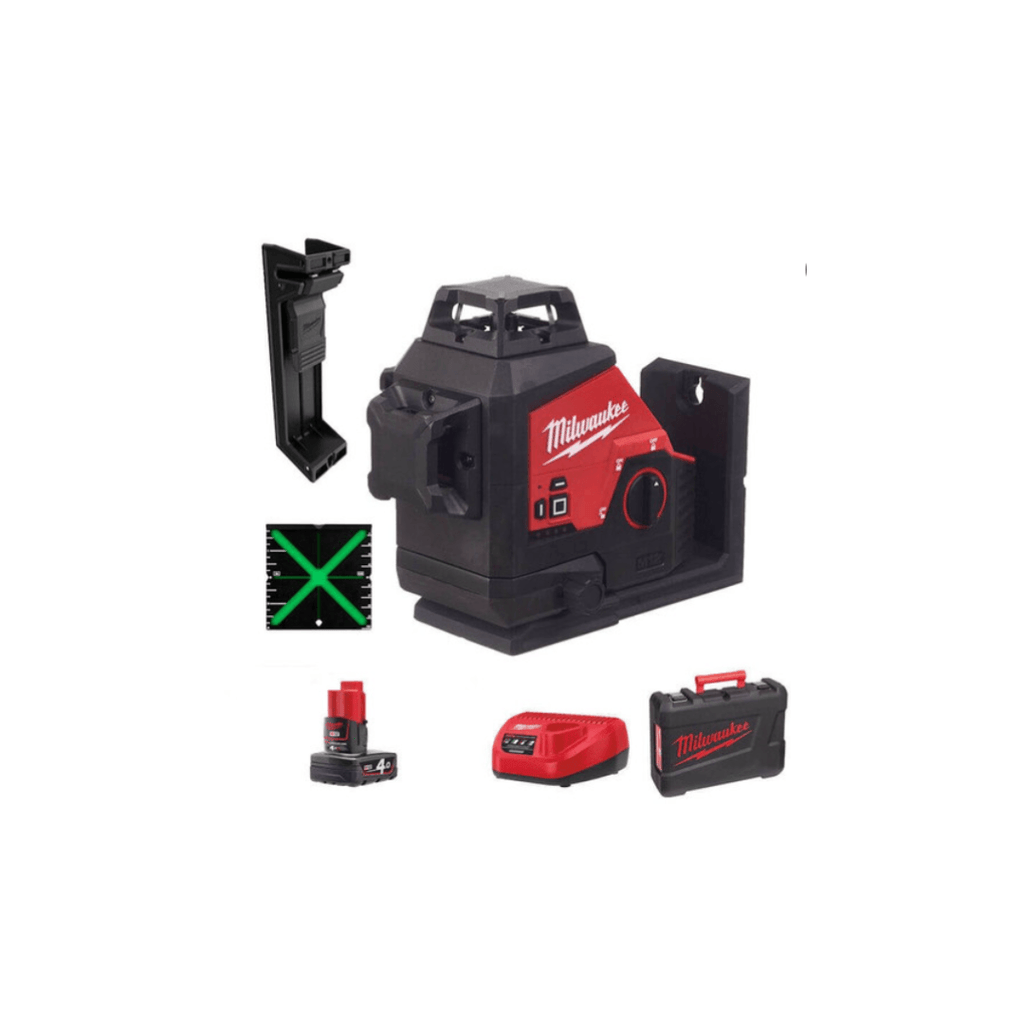 MILWAUKEE M12 3PL-401C GREEN 360° 3 PLANE LASER - Tool Source - Buy Tools and Hardware Online