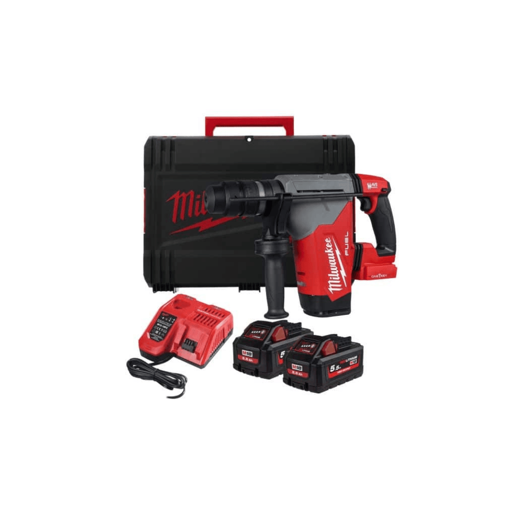 Milwaukee M18ONEFHX-522 SDS Plus Hammer Drill with 2 x 5.5ah - Tool Source - Buy Tools and Hardware Online