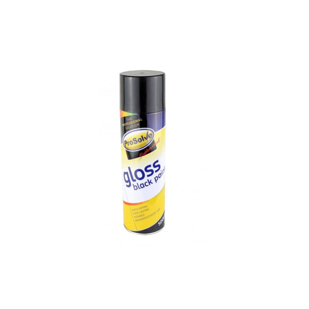 PROSOLVE ALL PURPOSE ACRYLIC GLOSS PAINT AEROSOL 500ML BLACK - Tool Source - Buy Tools and Hardware Online