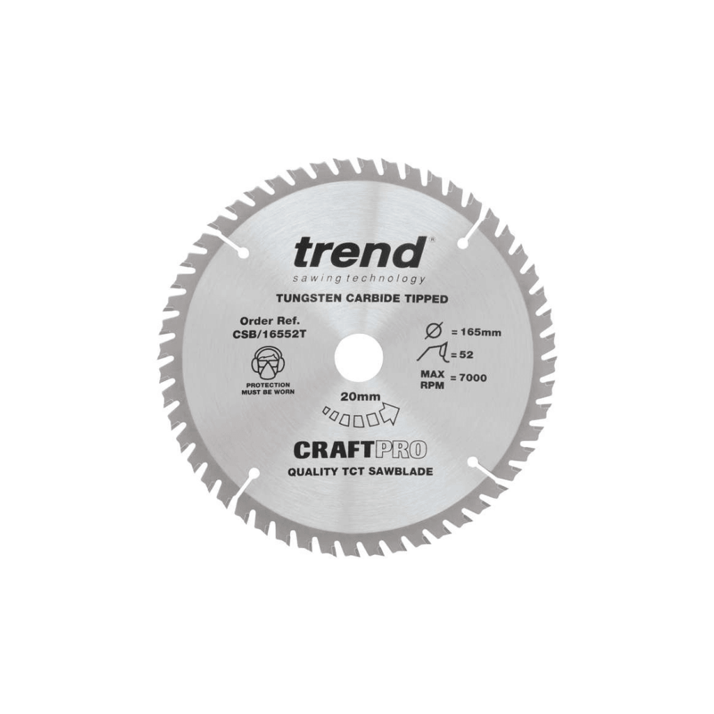 TREND CSB/16552T CRAFT SAW BLADE 165MM X 52 TEETH X 20 THIN - Tool Source - Buy Tools and Hardware Online