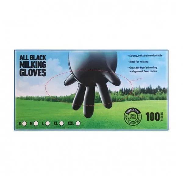 Blackthorn All Black Dairy Milking Gloves 100 Pack - Tool Source - Buy Tools and Hardware Online