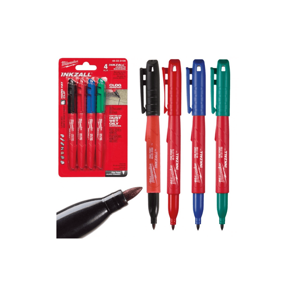 Milwaukee INKZALL markers - coloured - (Pack of 4) - Tool Source - Buy Tools and Hardware Online