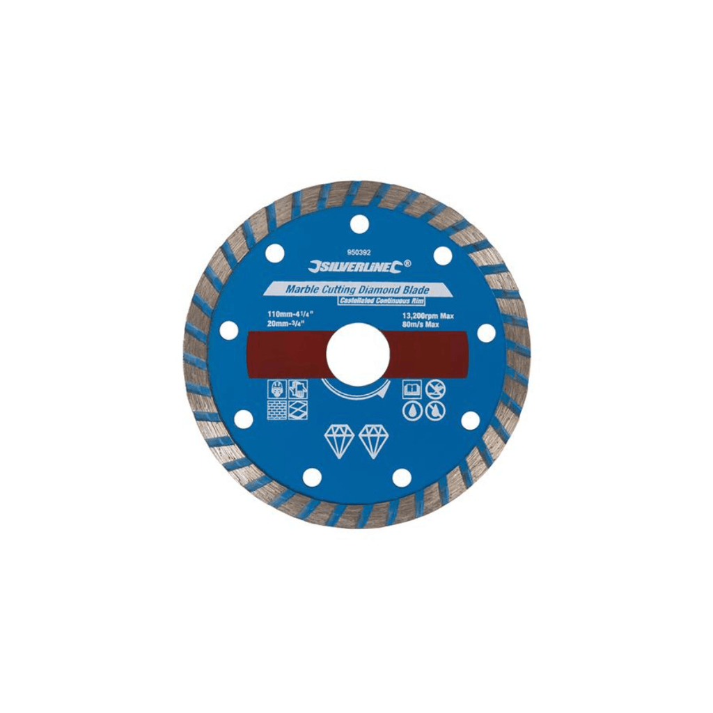 Silverline Marble Cutting Diamond Blade 110x20mm - Tool Source - Buy Tools and Hardware Online