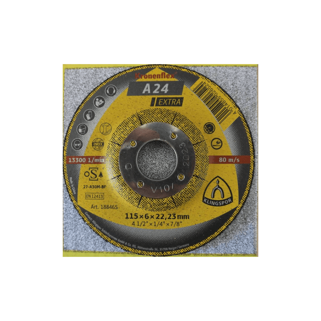 Kronenflex A24 Extra 115mm x 6mm x 22.23mm Grinding Disc - Tool Source - Buy Tools and Hardware Online