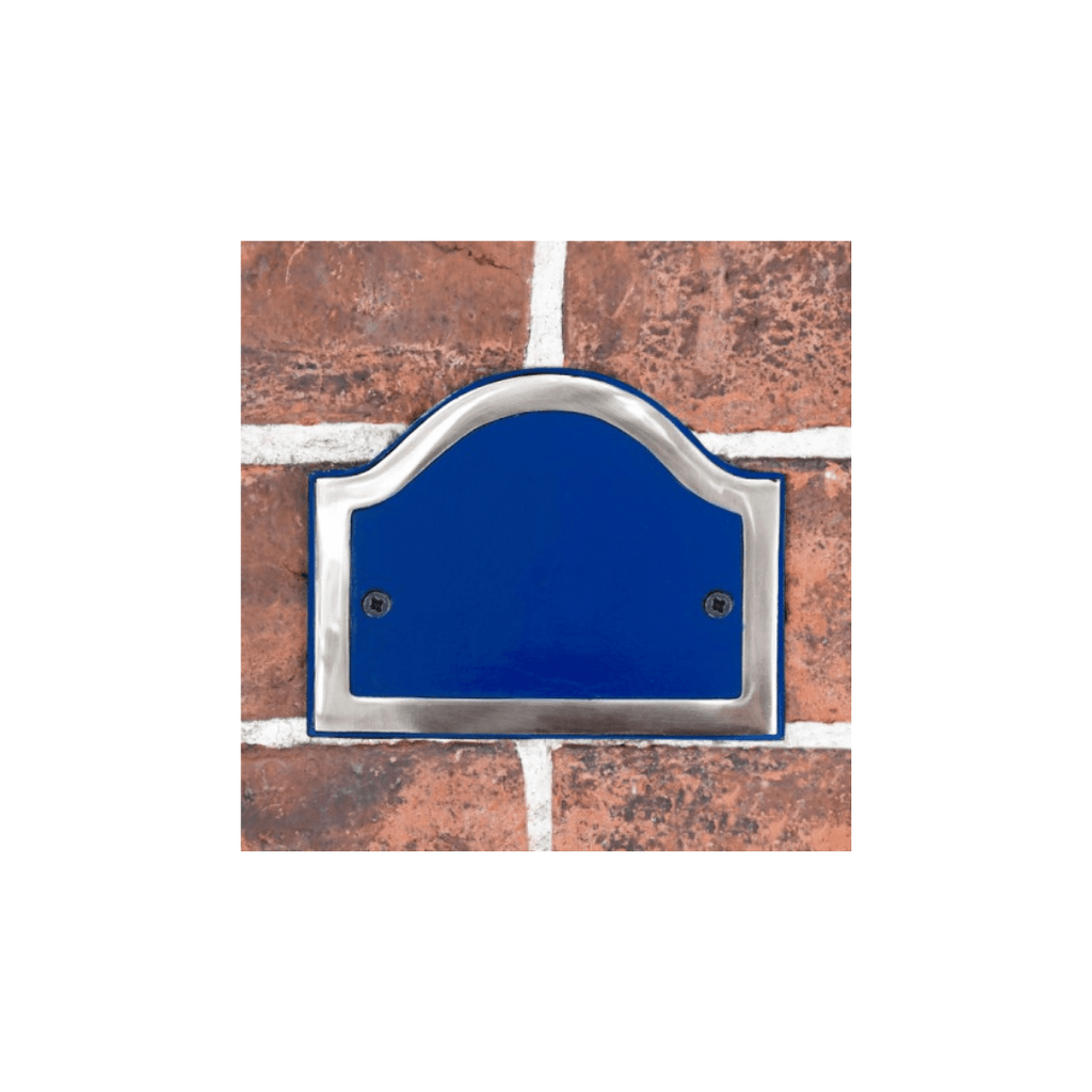 Black Country Metal Works Blank Arched House Number Plaque - Blue & Chrome - Tool Source - Buy Tools and Hardware Online