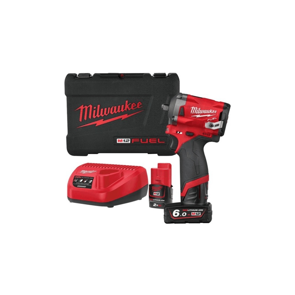 Milwaukee M12FIW38-622X 12V FUEL 3/8" Dr Stubby Impact Wrench (2.0Ah + 6.0Ah) - Tool Source - Buy Tools and Hardware Online